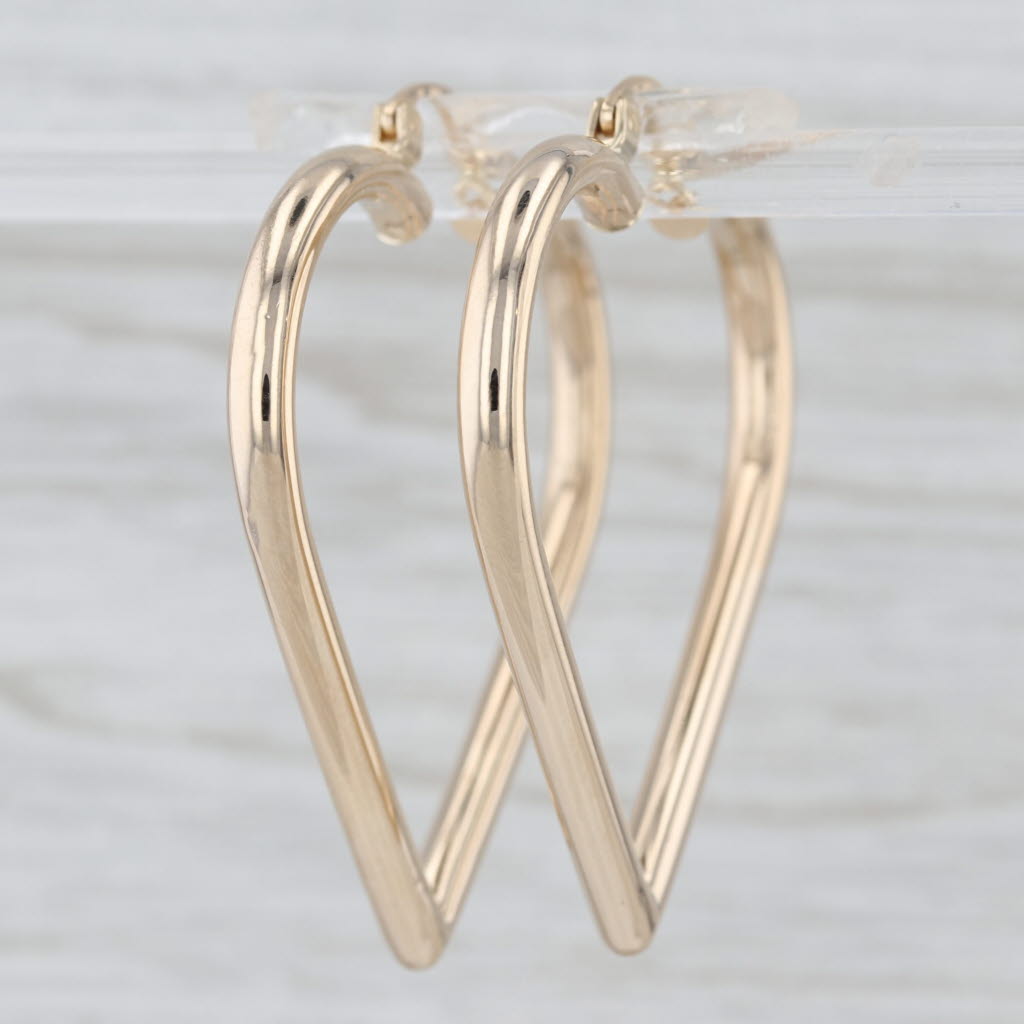 Heart Hoop Earrings 14k Yellow Gold Snap Top Hoops 38.2 x 3mm