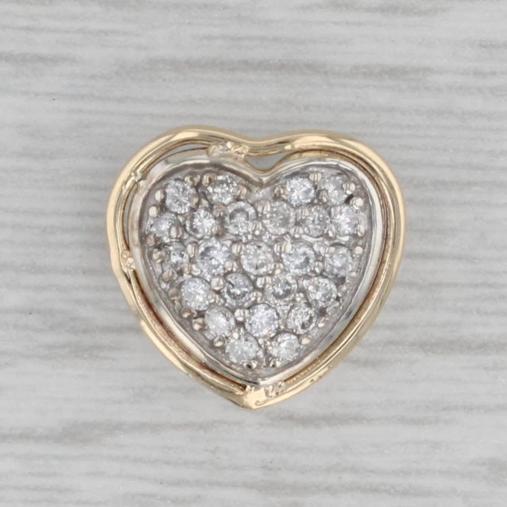 Gray 0.25ctw Pave Diamond Heart Pendant 14k Yellow White Gold Slide