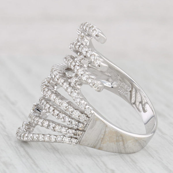 1.30ctw Diamond Bypass Ring 18k White Gold Size 8 Cocktail