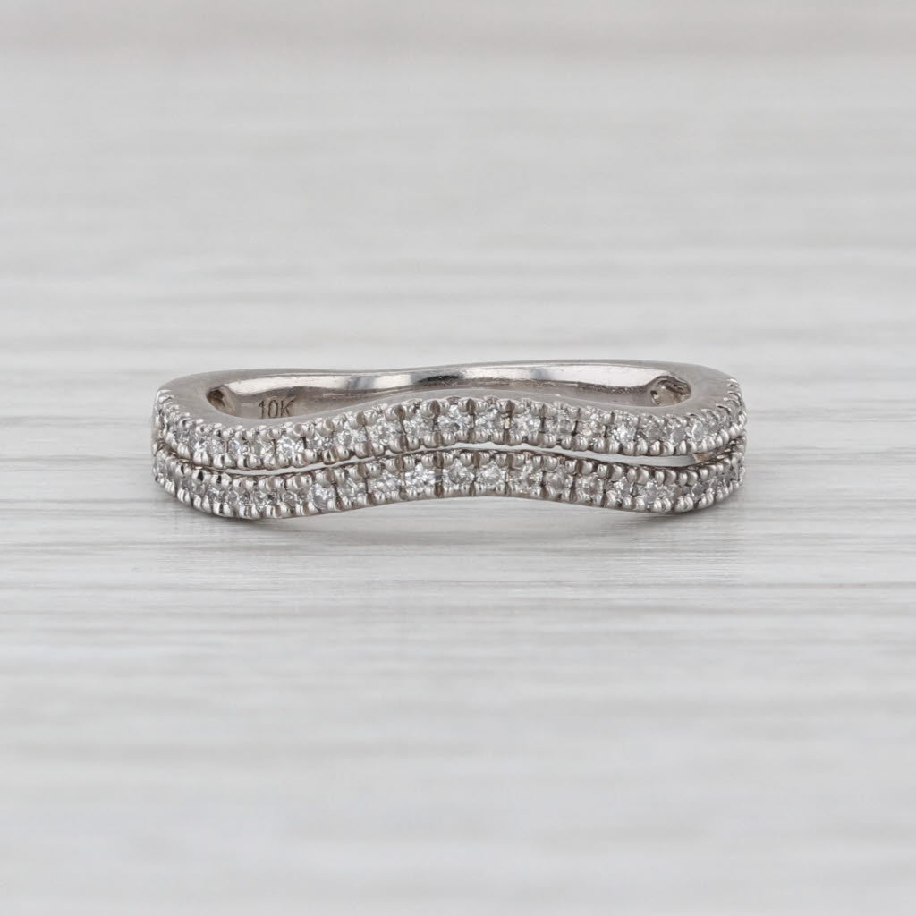 0.13ctw Diamond Double Band Ring 10k White Gold Size 4.75Wedding Ring