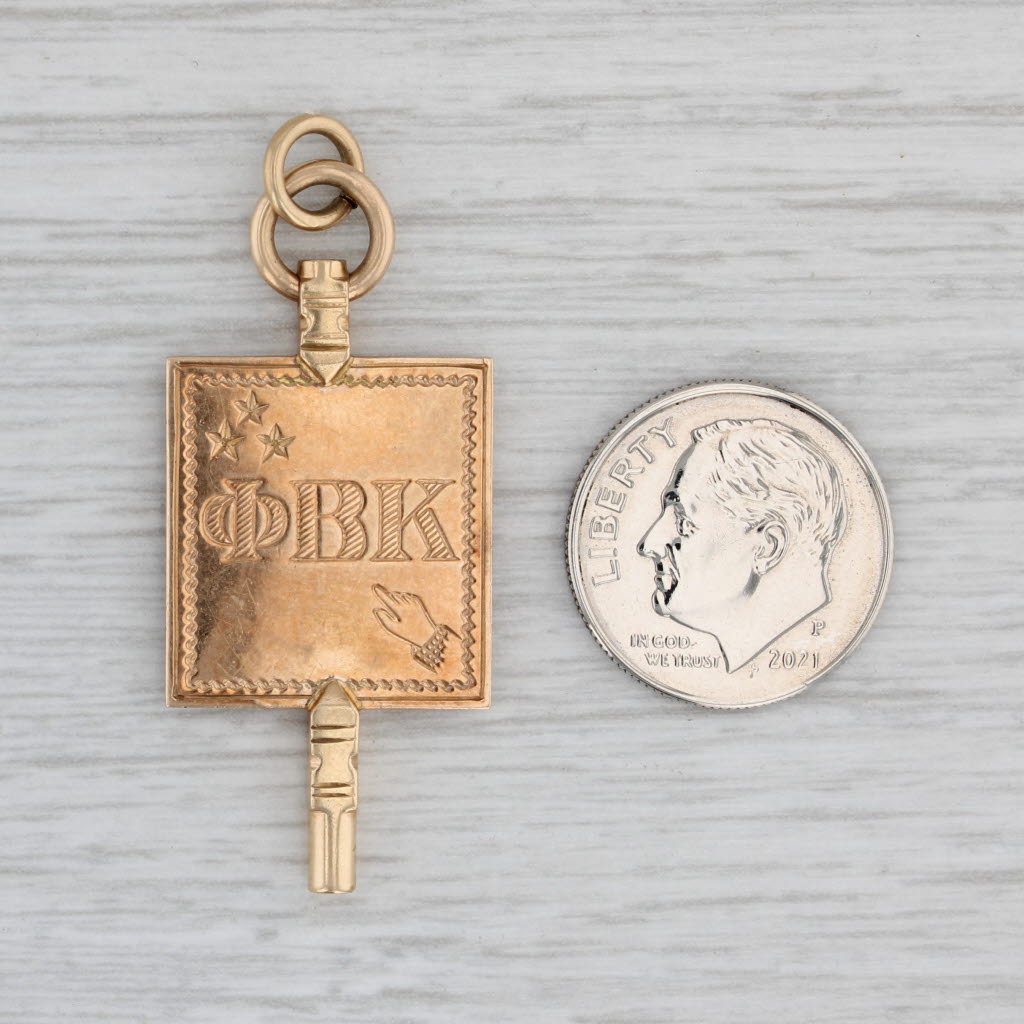 Gray Phi Beta Kappa Key Fob 10k Gold Vintage Fraternity Honor Society