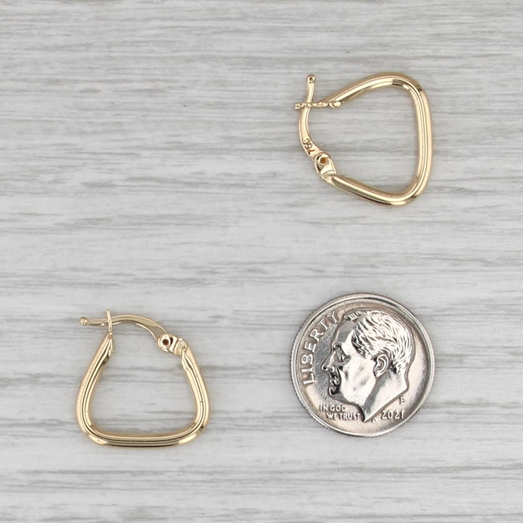 Small Triangle Hoop Earrings 18k Yellow Gold Snap Top Hoops