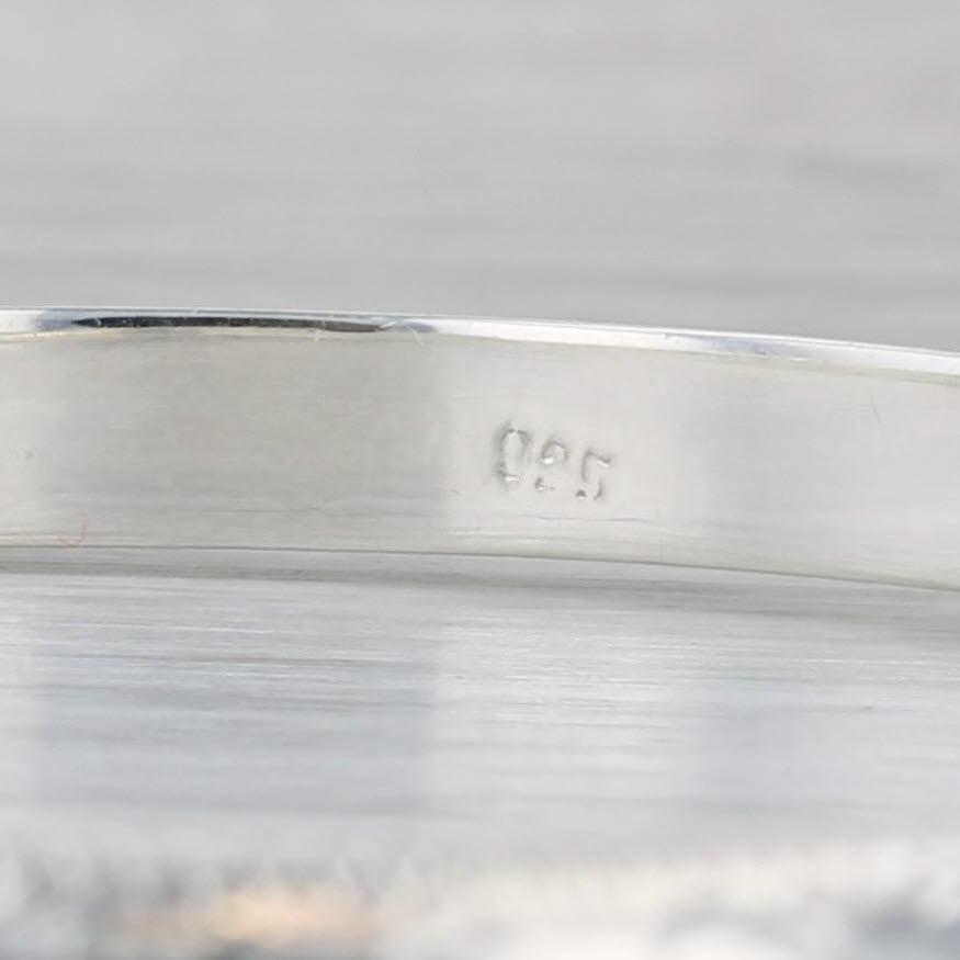 Gray Floral Etched Bangle Bracelet Sterling Silver 7.25" 4.6mm