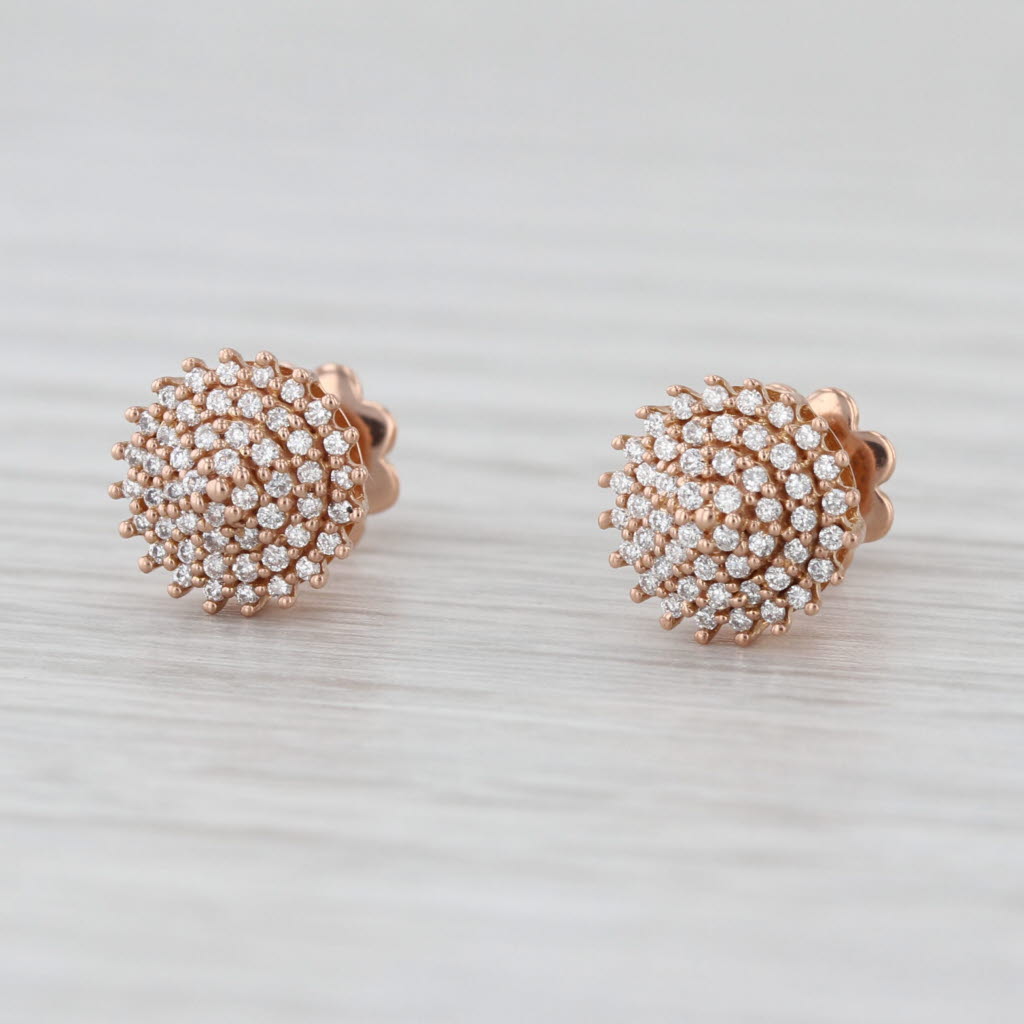 0.20ctw Diamond Cluster Stud Earrings 18k Rose Gold Screw Back Studs