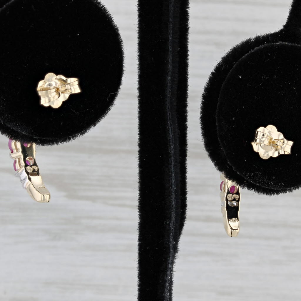 Gray 0.60ctw Ruby Journey Drop Earrings 10k Yellow Gold Diamond Accents