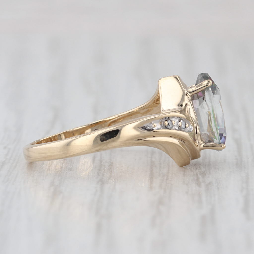 2.07ctw Mystic Topaz Diamond Ring 10k Yellow Gold Size 7.25 Bypass