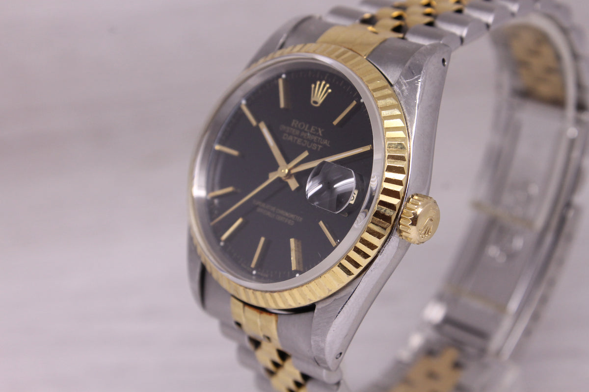 Vintage 1991 Rolex Datejust 16233 36mm 18k Steel Automatic Watch Jubilee Band