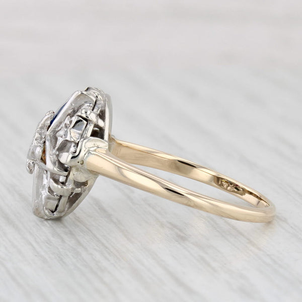 Order Eastern Star Ring 14k Gold OES Masonic Signet Diamond Lab Created Gemstone