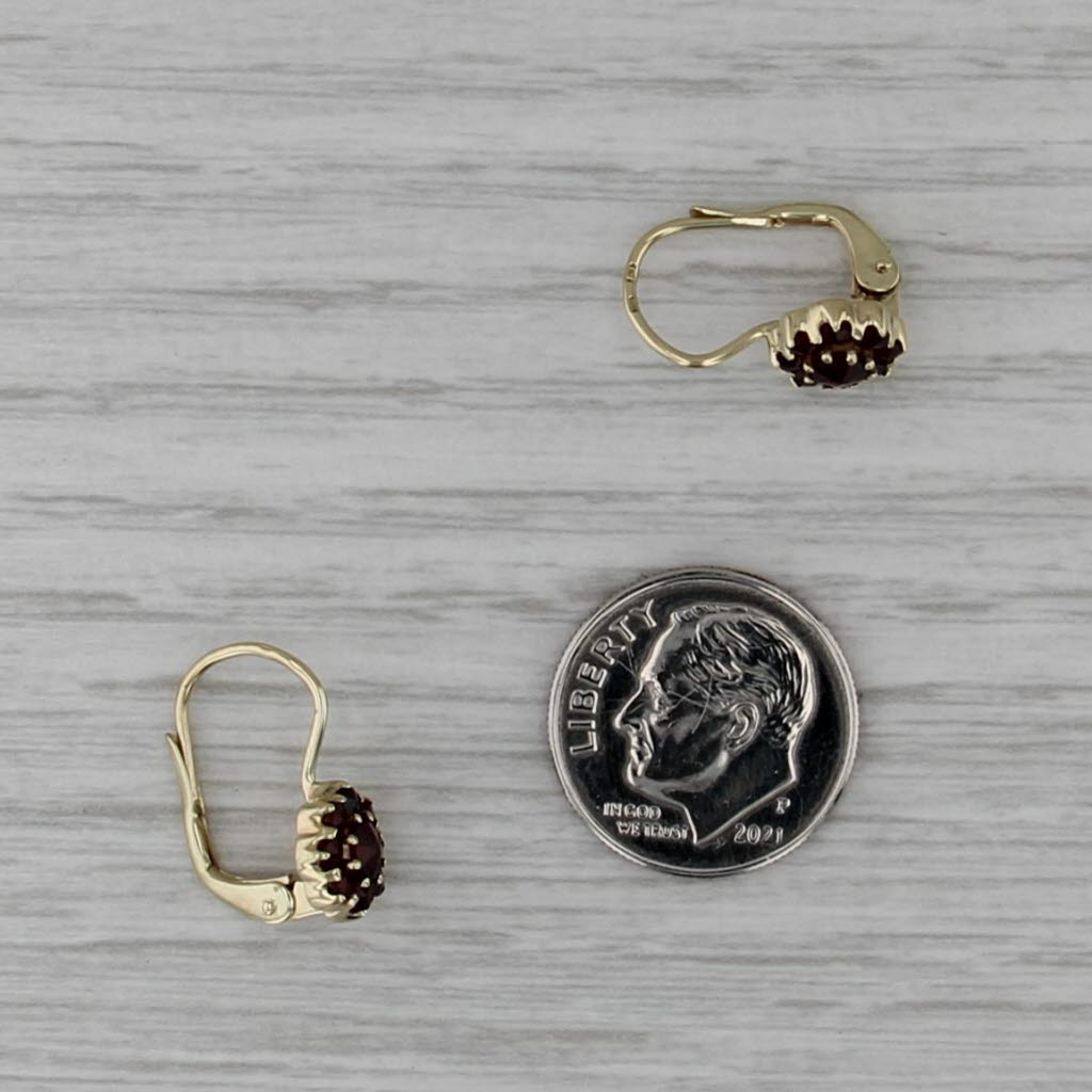 0.75ctw Garnet Flower Earrings 14k Yellow Gold Leverback Drops