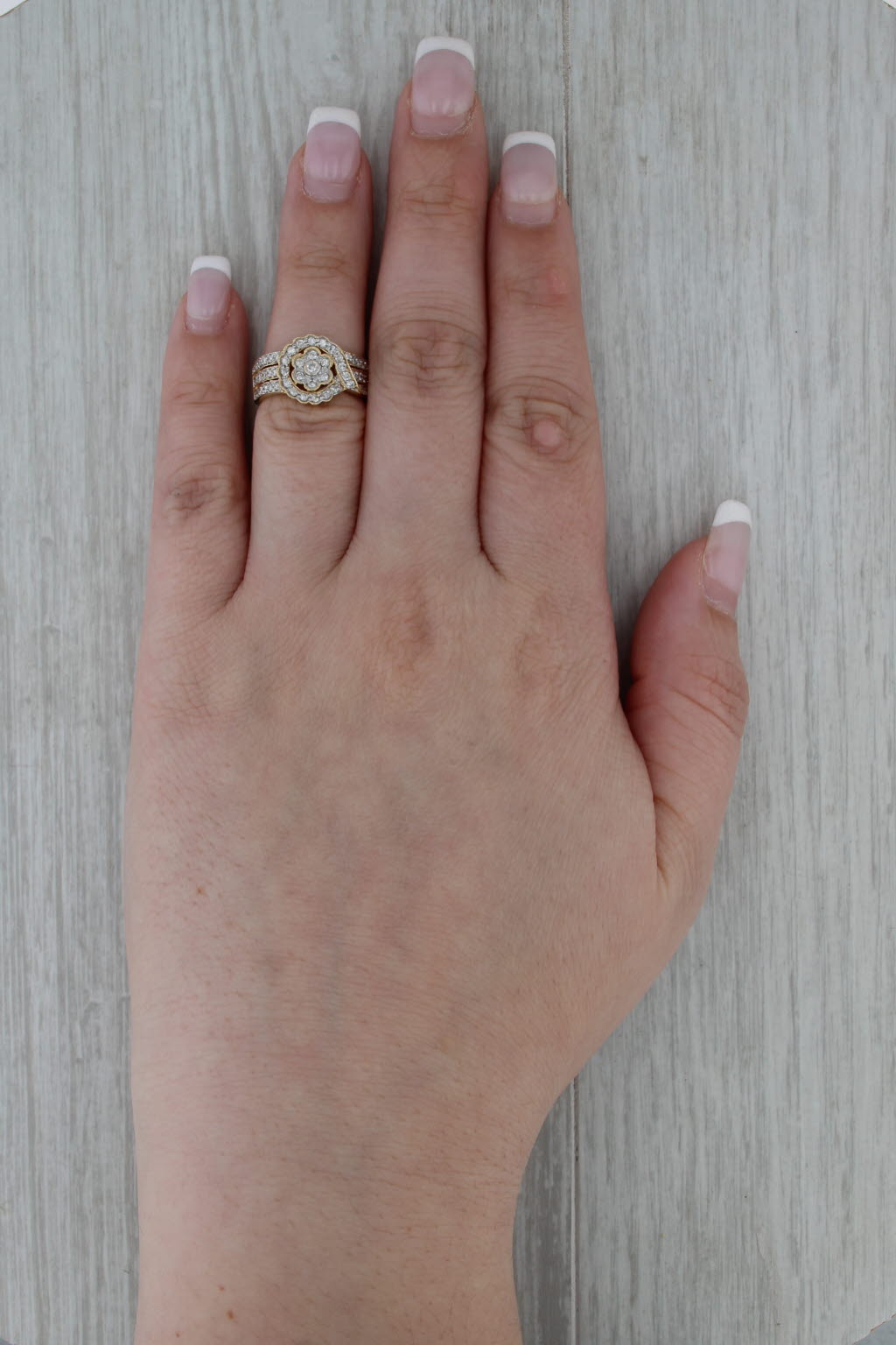 0.40ctw Diamond Flower Engagement Ring 14k Yellow Gold Size 5-5.25