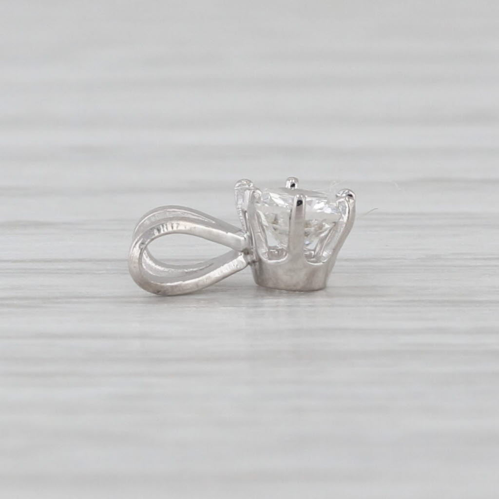 New 0.25ct Diamond Solitaire Pendant 14k White Gold 6 Prong Small Round Drop