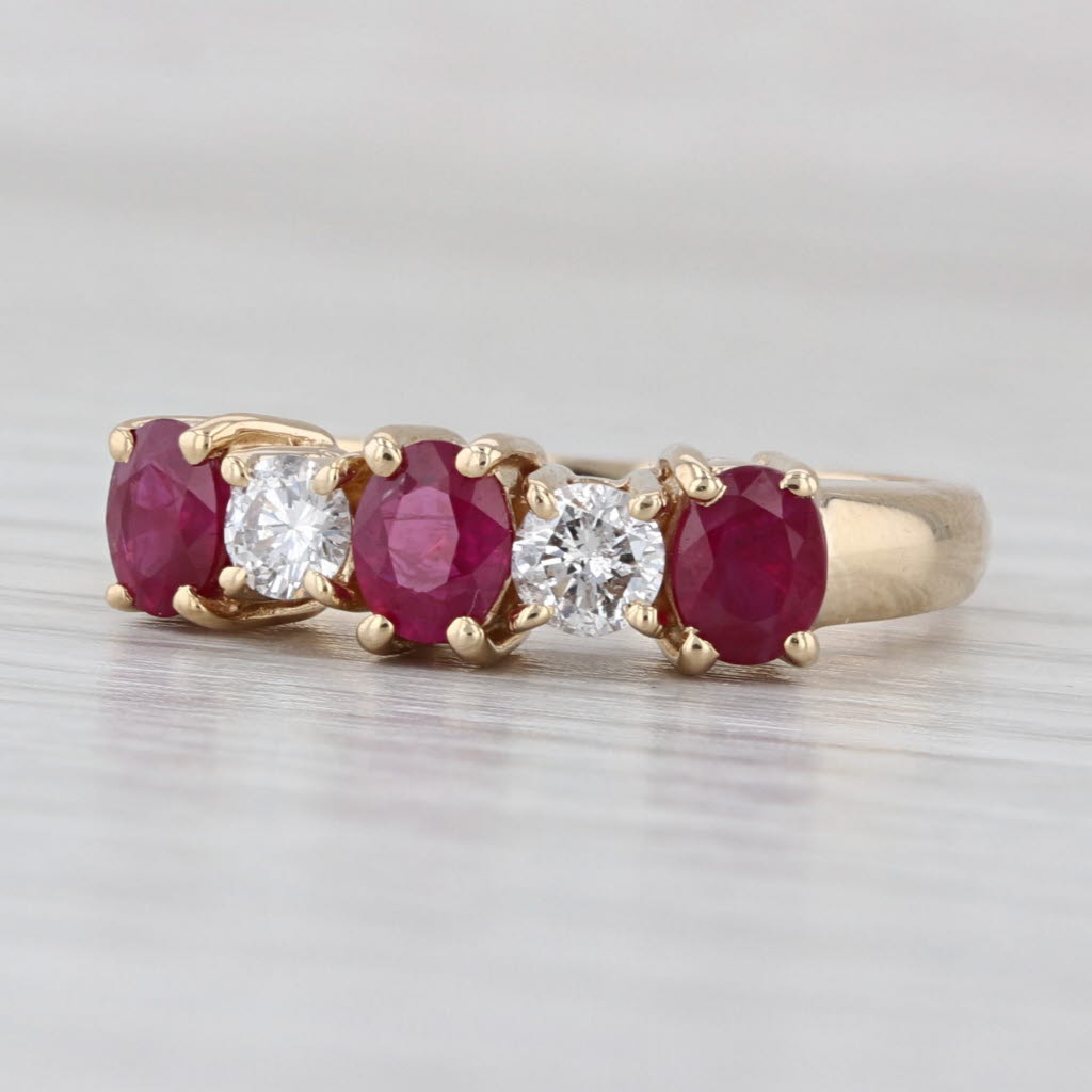 2.35ctw Ruby Diamond 5-Stone Ring 14k Yellow Gold Size 8