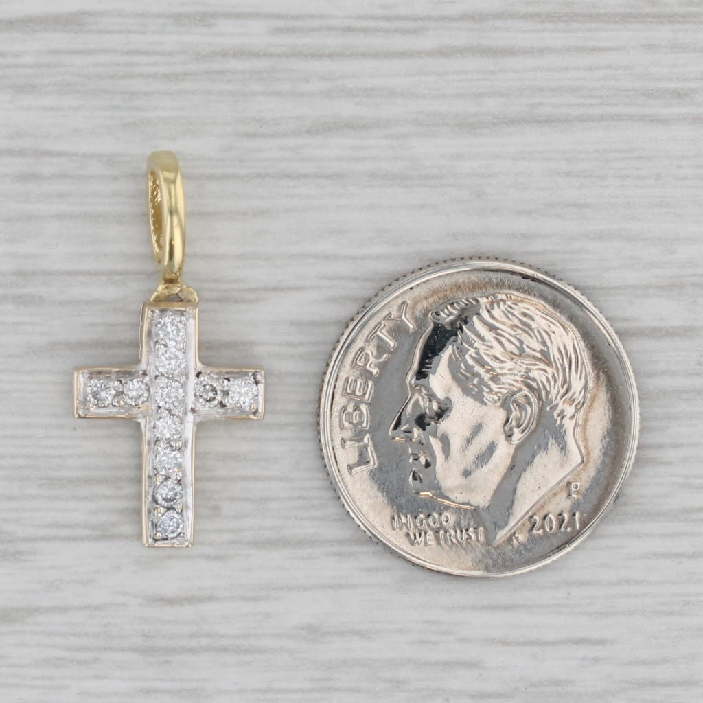 Gray Small 0.19ctw Diamond Cross Pendant 18k Yellow Gold Charm