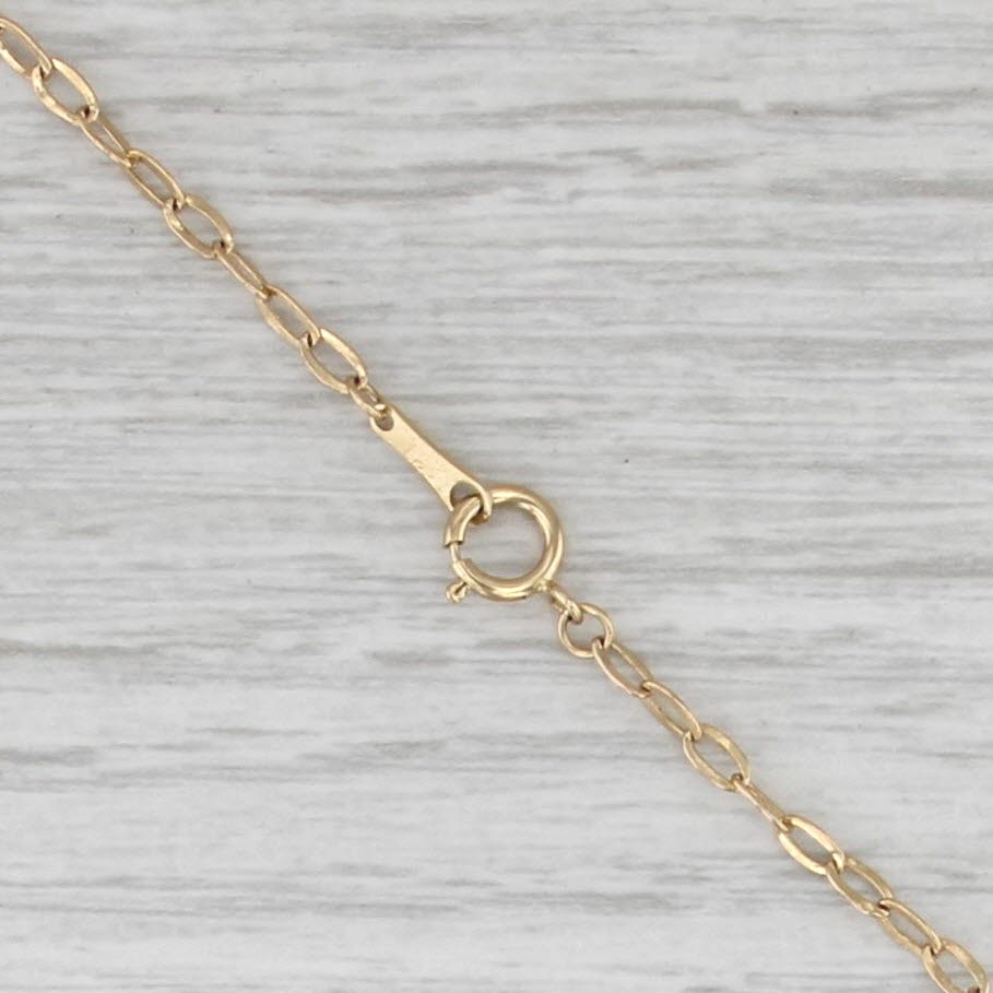 Cultured Pearl Green Glass Bead Station Necklace 14k Yellow Gold 28" Statement