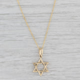 New 0.11ctw Diamond Hebrew Star Pendant Necklace 14k Gold 17.75" Singapore Chain