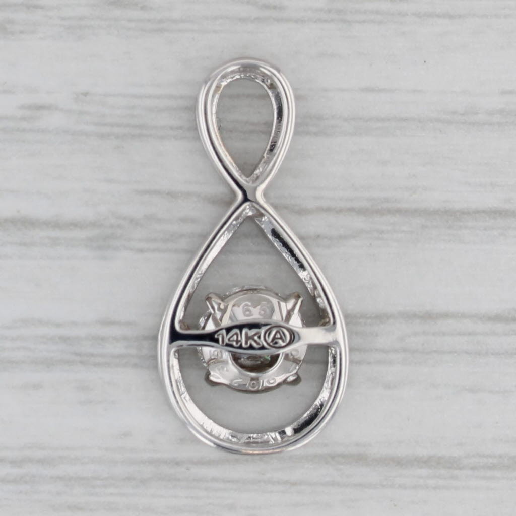 Gray 0.65ctw Diamond Figure-8 Eternity Drop Pendant 14k White Gold