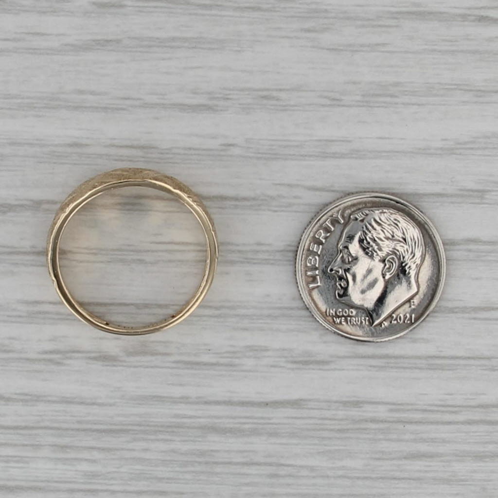 Brushed Crosshatch Pattern Ring 10k Yellow Gold Size 7 Band