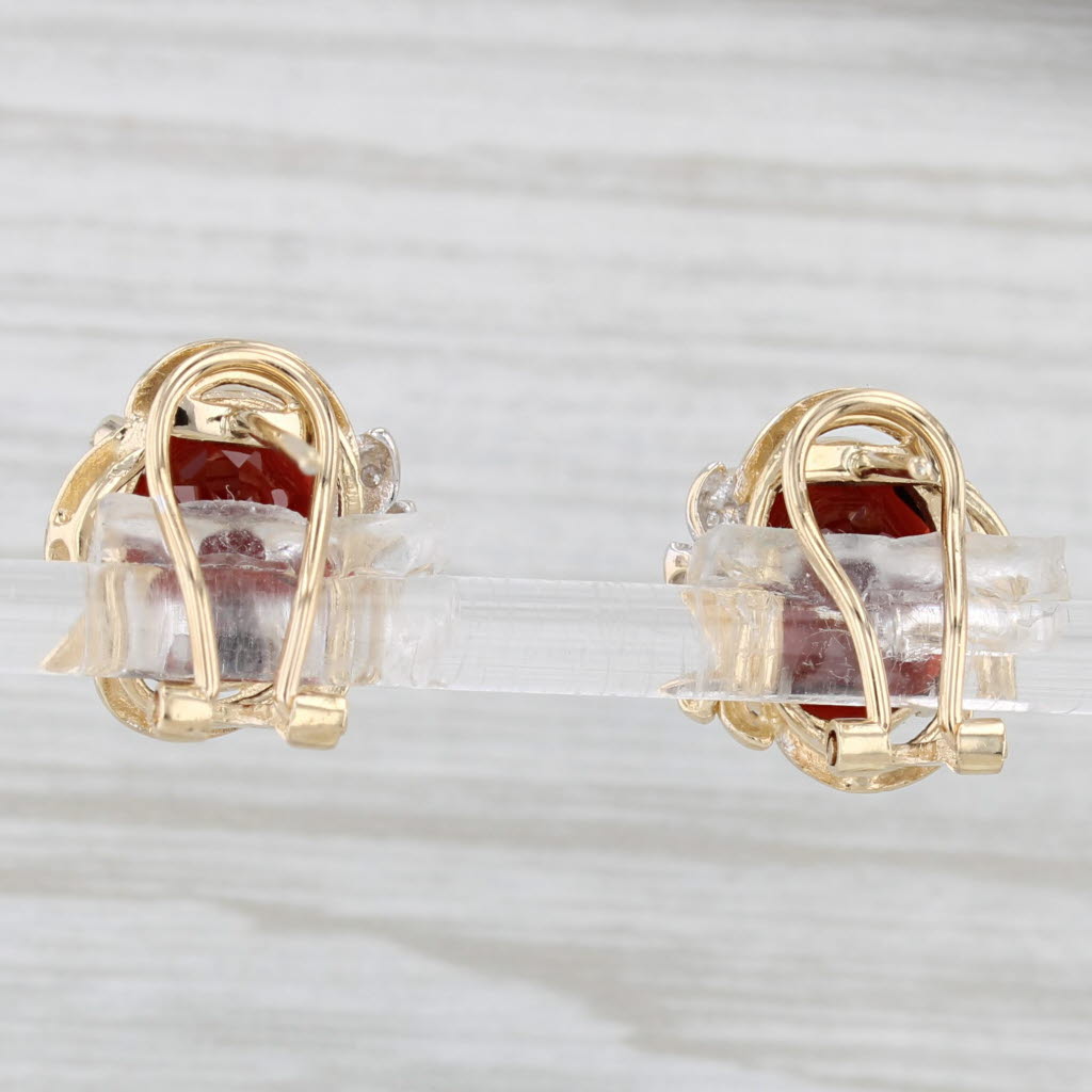 Light Gray 7.40ctw Garnet Diamond Drop Earrings 14k Yellow Gold Omega Backs