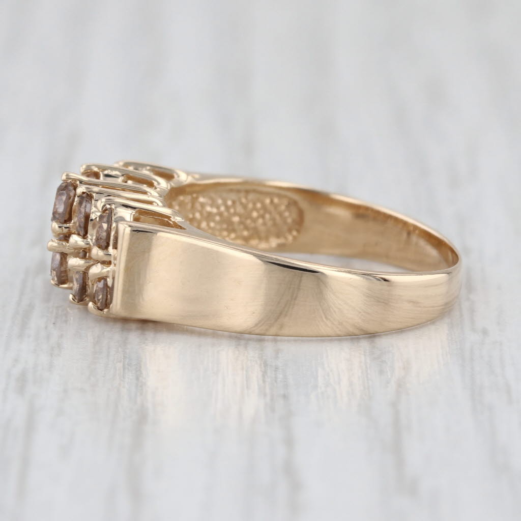 0.78ctw Champagne Brown Pyramid Rooftop Ring 14k Yellow Gold Sz 6.75 Anniversary