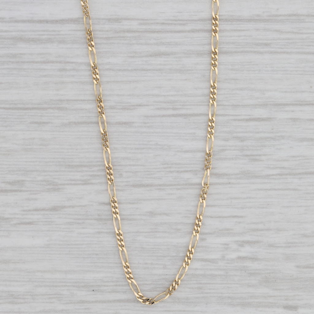 Gray 20" 1.3mm Figaro Chain Necklace 14k Yellow Gold