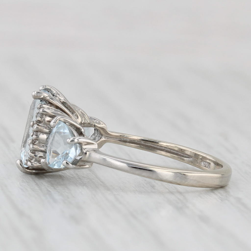 Light Gray 2.07ctw Aquamarine Diamond Ring 10k White Gold Size 5.25