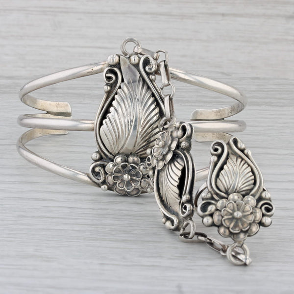 Native American Cuff Bracelet Ring Set Sterling Silver Navajo Emerson