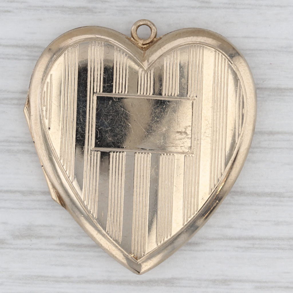 Vintage Engravable Heart Picture Locket Pendant Gold Filled Opens Hayward