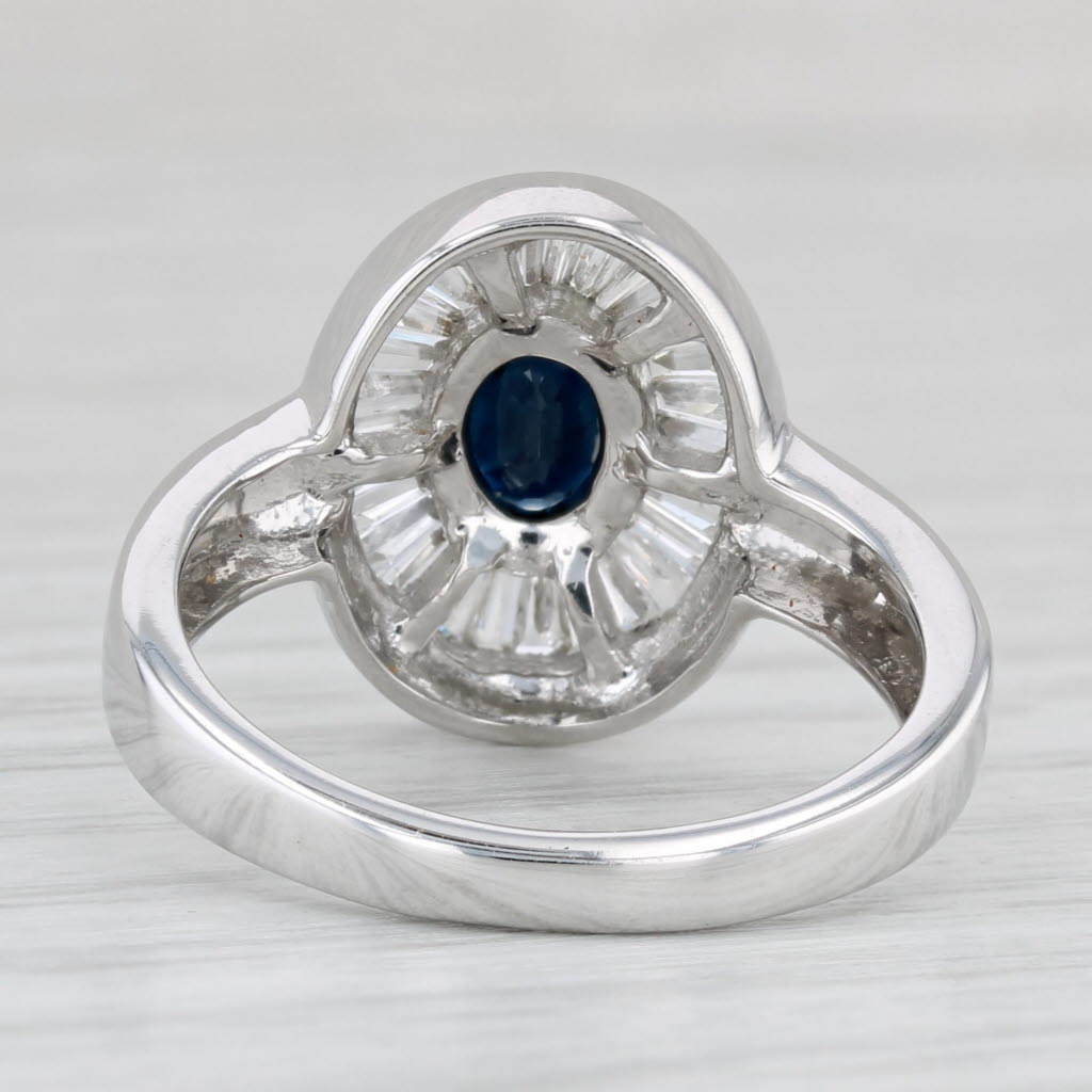 Light Gray 1.61ctw Blue Sapphire Diamond Halo Ring 14k White Gold Size 7 Engagement