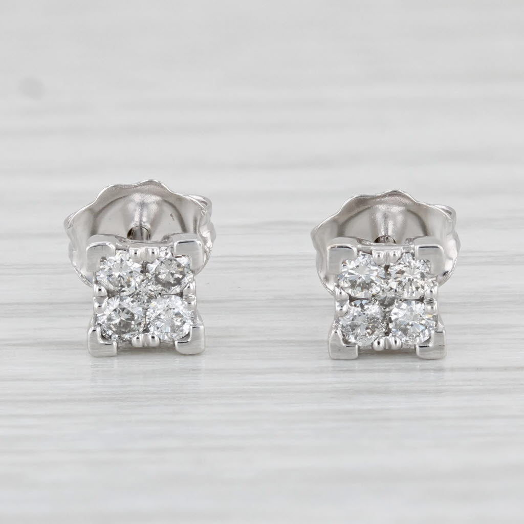 Light Gray 0.25ctw Round Diamond Stud Earrings 10k White Gold Pierced Studs