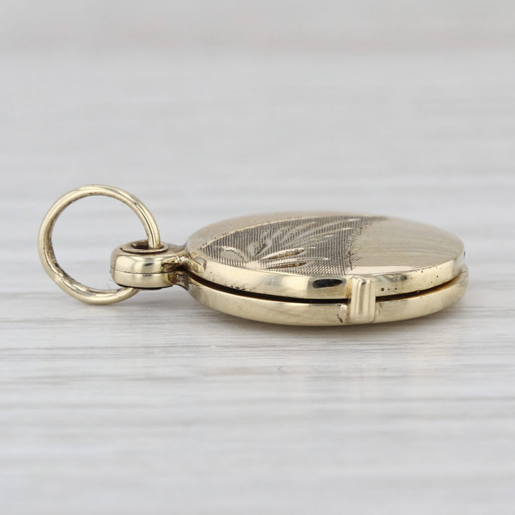 Vintage Sliding Picture Locket Pendant 14k Yellow Gold Charm