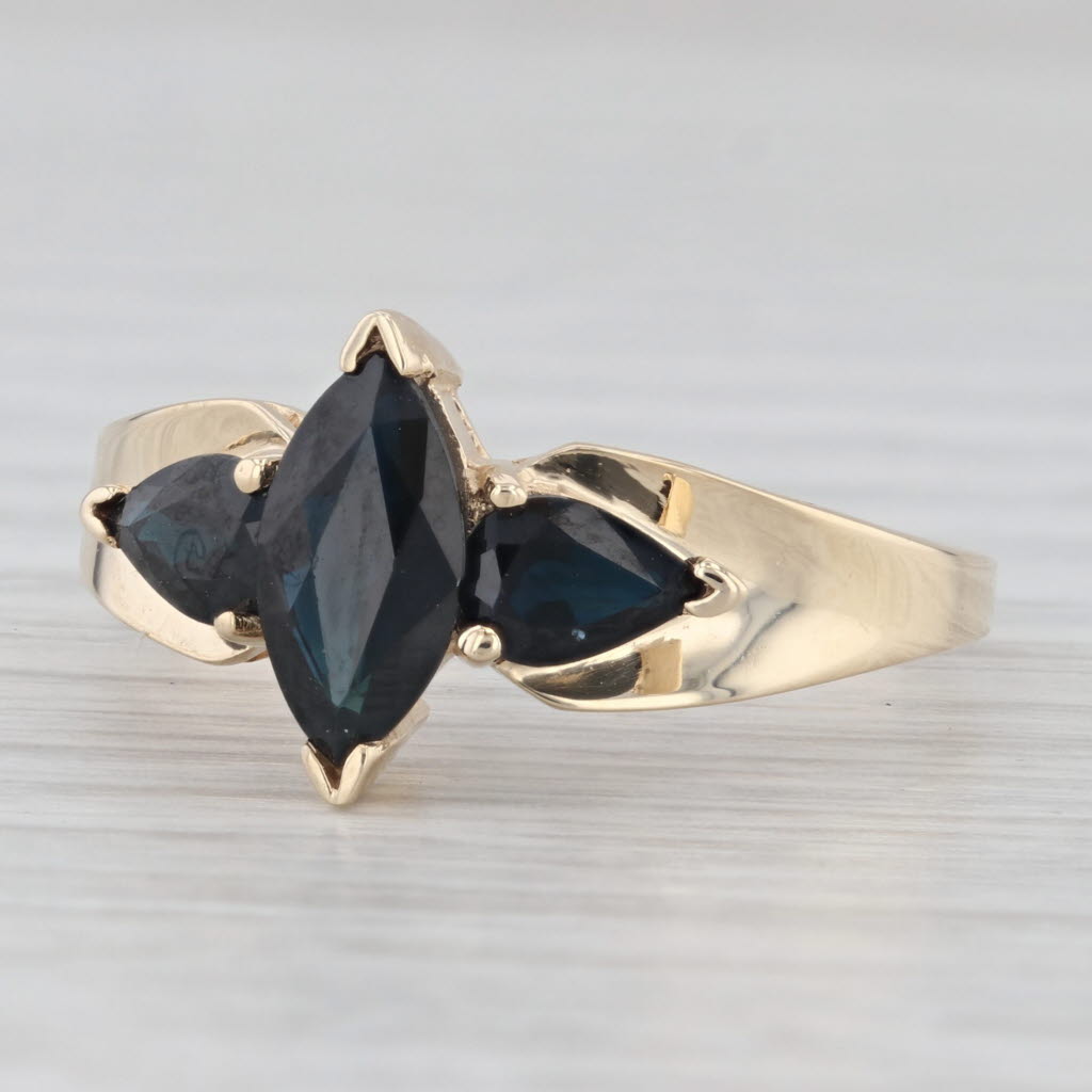 Light Gray 2.30ctw Blue Marquise Sapphire Ring 10k Yellow Gold Size 10