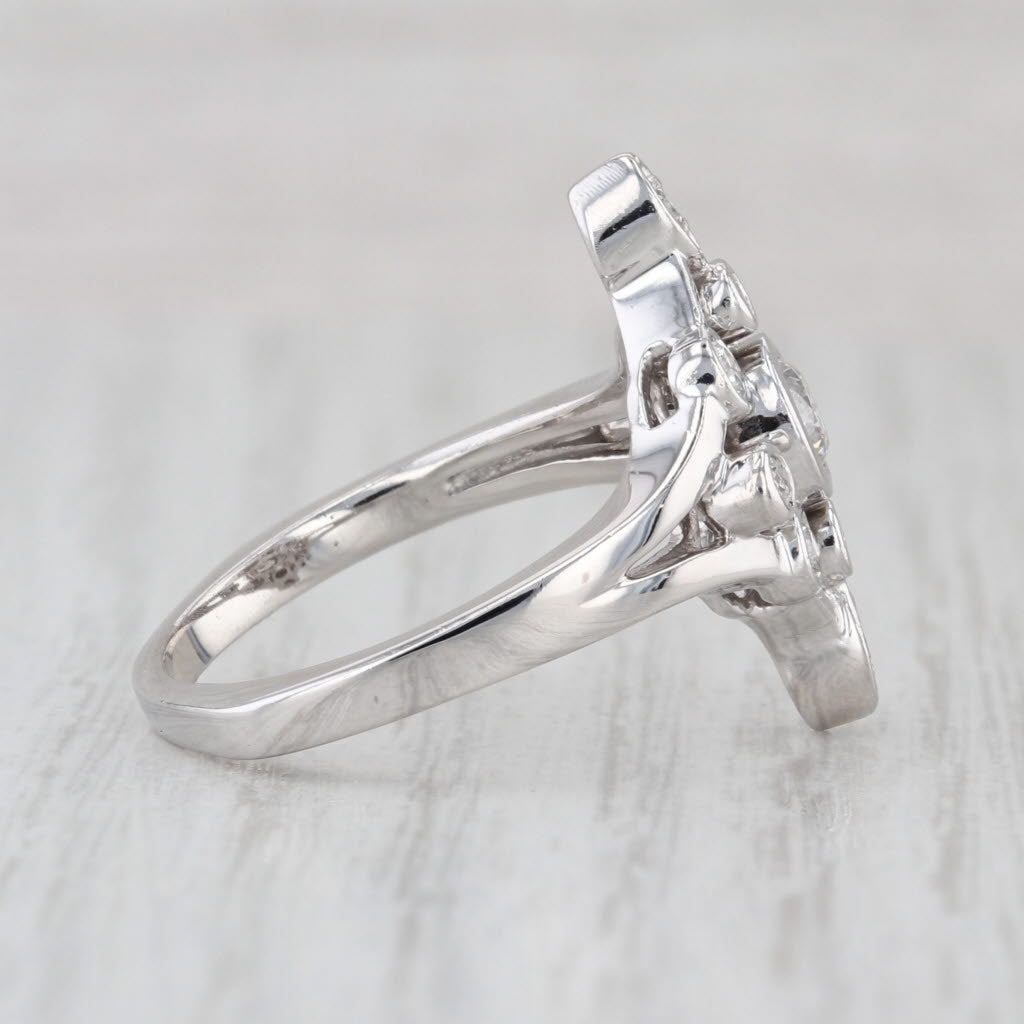 0.63ctw Diamond Cluster Cocktail Engagement Ring 14k White Gold Size 9