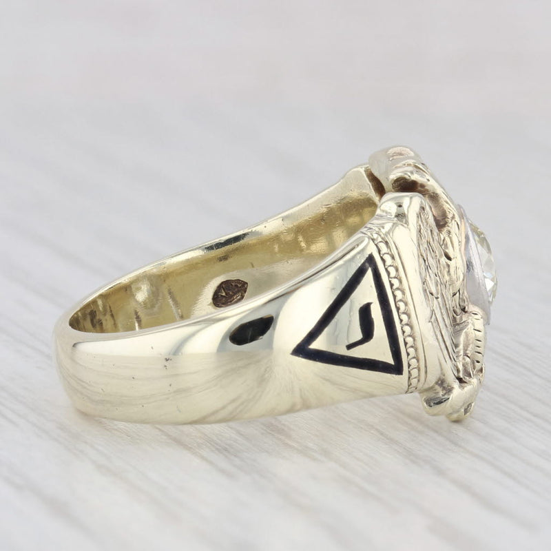 1ct Diamond Masonic Scottish Rite Ring 14k Gold Eagle Yod 32nd 14th Degree