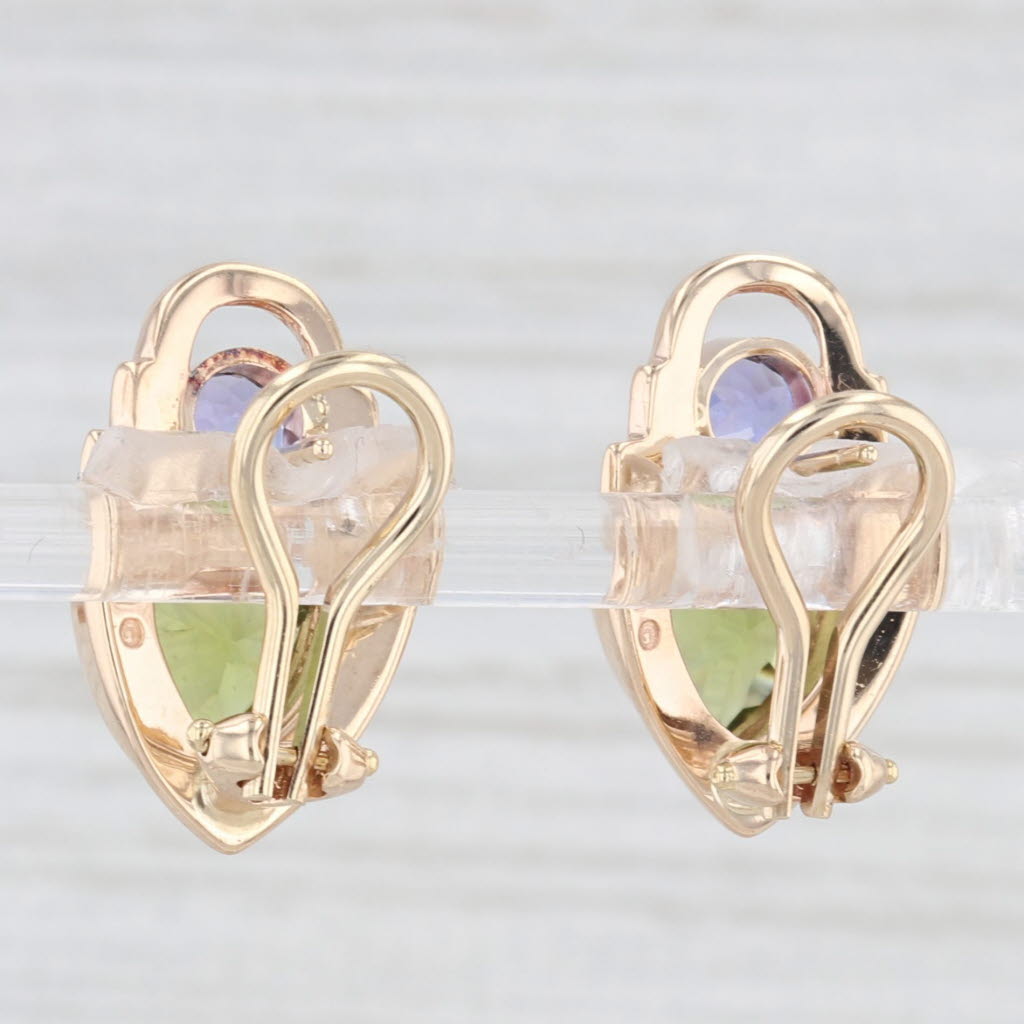 Light Gray 5.18ctw Peridot Tanzanite Drop Earrings 14k Yellow Gold Ofiesh