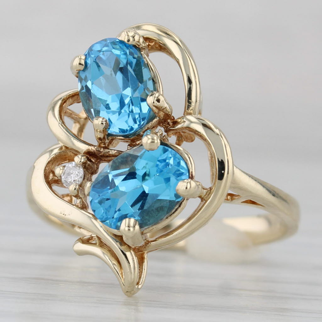 Gray 2.12ctw Blue Topaz Diamond Ring 14k Yellow Gold Size 6.5 Cocktail