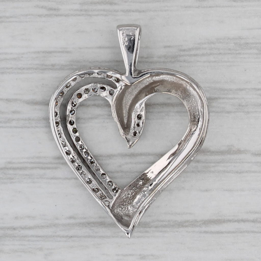 Gray 0.10ctw Diamond Open Heart Pendant 10k White Gold