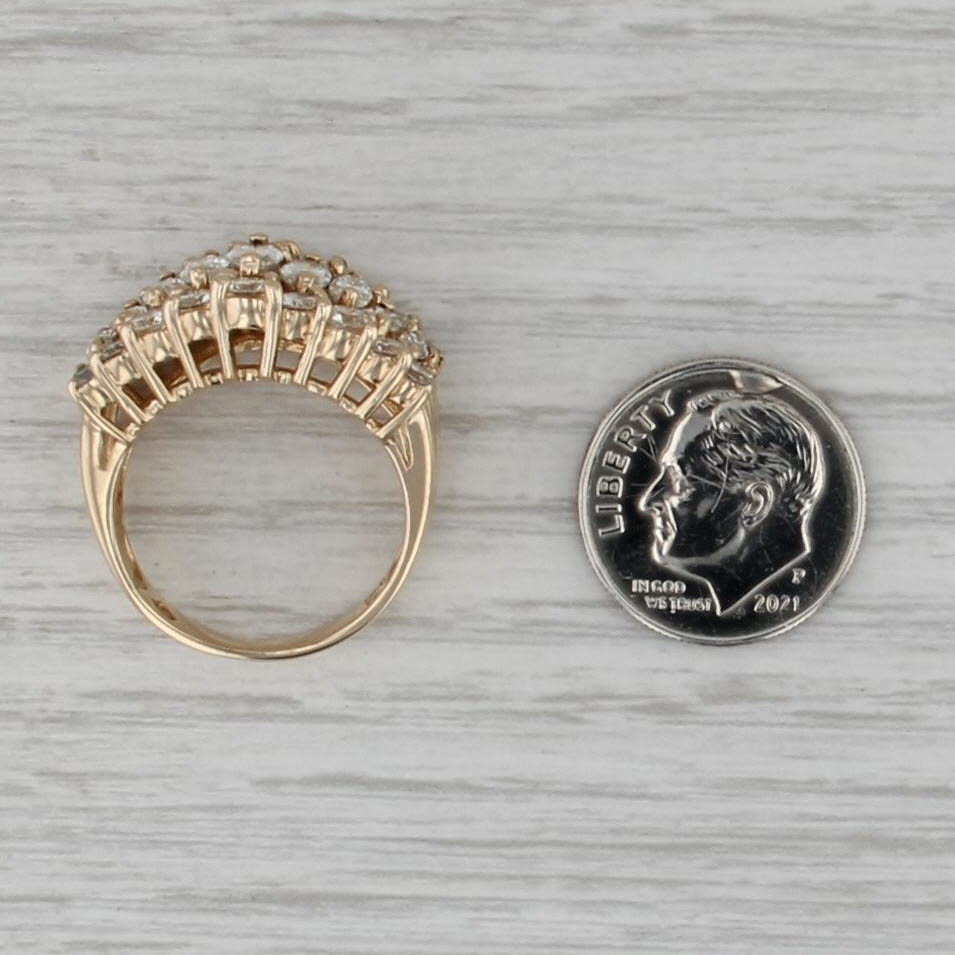 2.75ctw Diamond Cocktail Ring 14k Yellow Gold Size 7.25 Tiered Rooftop Marquise