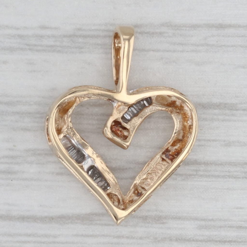 Gray 0.10ctw Diamond Open Heart Pendant 10k Yellow Gold