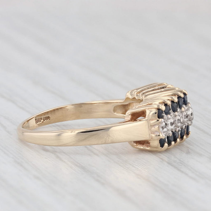 0.52ctw Blue Sapphire Diamond Tiered Ring 10k Yellow Gold Size 5.5