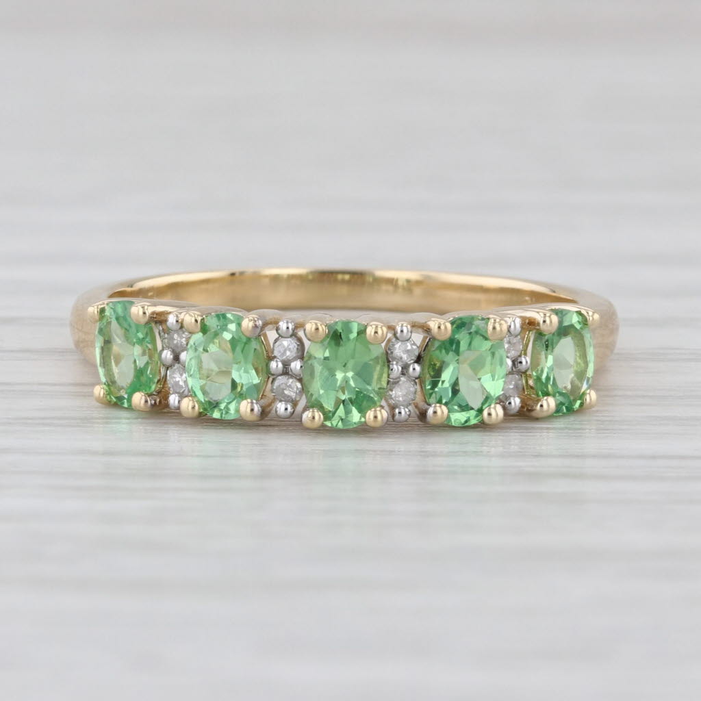 1.14ctw Mint Green Garnet Diamond Ring 14k Yellow Gold Size 8 Stackable