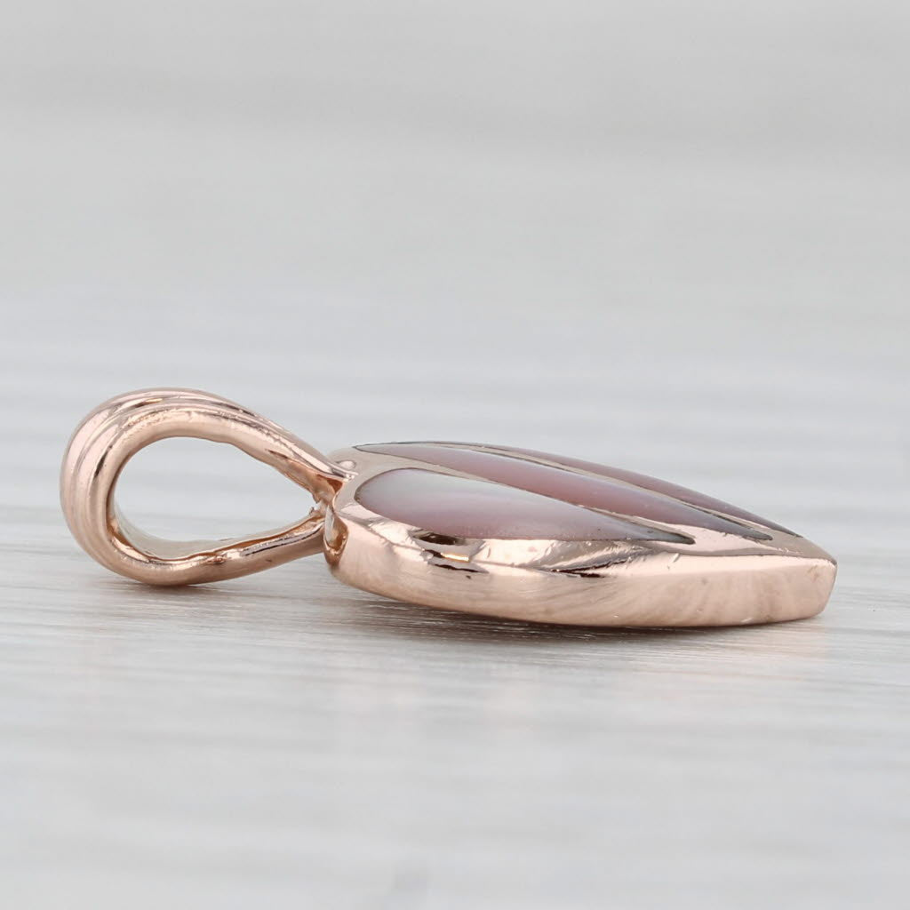 Light Gray Kabana Mother of Pearl Heart Pendant 14k Rose Gold