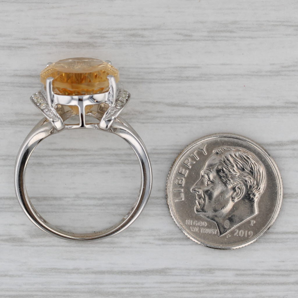 Gray 9.05ctw Citrine Diamond Ring 10k White Gold Size 7.25