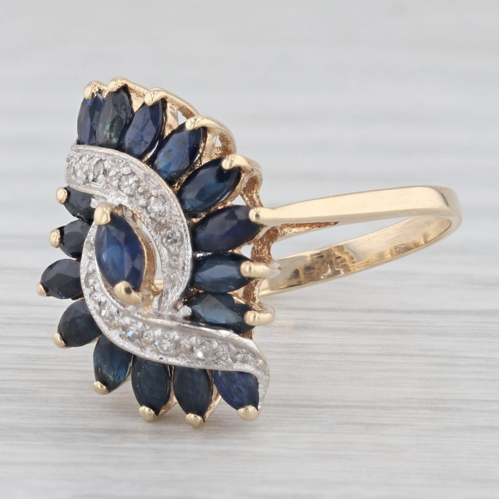 Light Gray 1.98ctw Blue Sapphire Diamond Ring 10k Yellow Gold Size 7