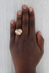 Gray 4.20ctw Orange Sapphire Diamond Heart Ring 18k White Gold Size 6.5 Cocktail