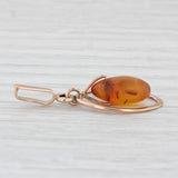 Vintage Amber Pear Solitaire Pendant 14k Yellow Gold Teardrop Dangle