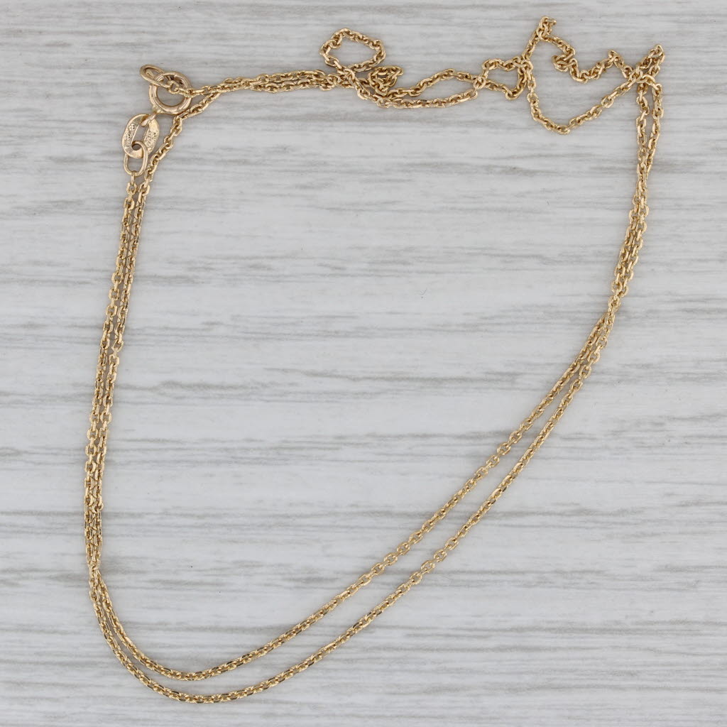 Gray Cable Chain Necklace 14k Yellow Gold 18.75" 0.8mm