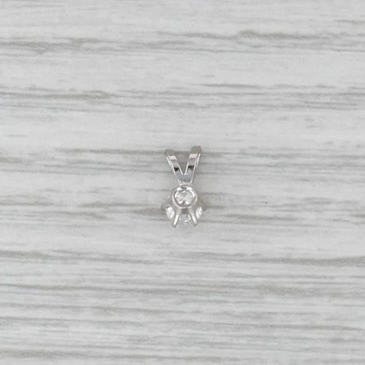 New 0.25ct Diamond Solitaire Pendant 14k White Gold 6 Prong Small Round Drop