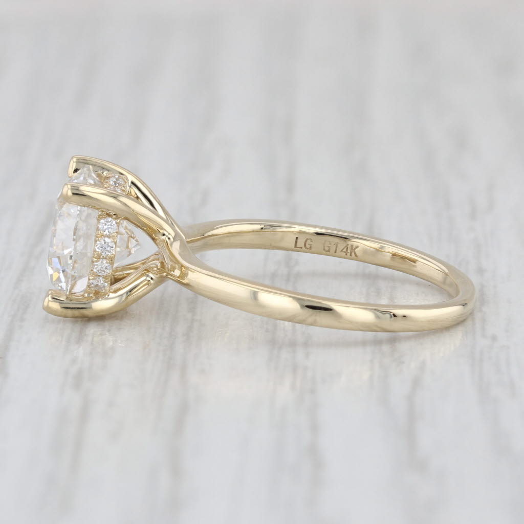 New IGI 3.19ctw Round Halo Lab Grown Diamond Engagement Ring 14k Yellow Gold