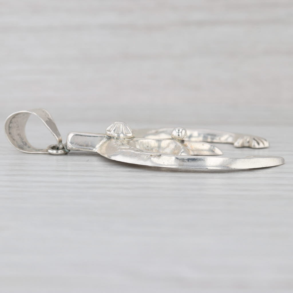 Sandcast Naja Pendant Sterling Silver Vintage Signed BY Crescent Hands Star