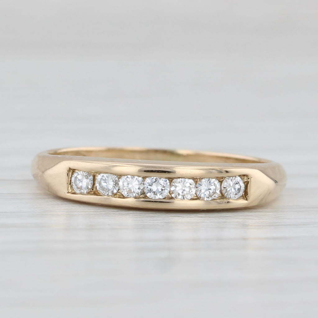 Light Gray 0.17ctw Diamond Wedding Band 14k Yellow Gold Size 5.5 Stackable Ring